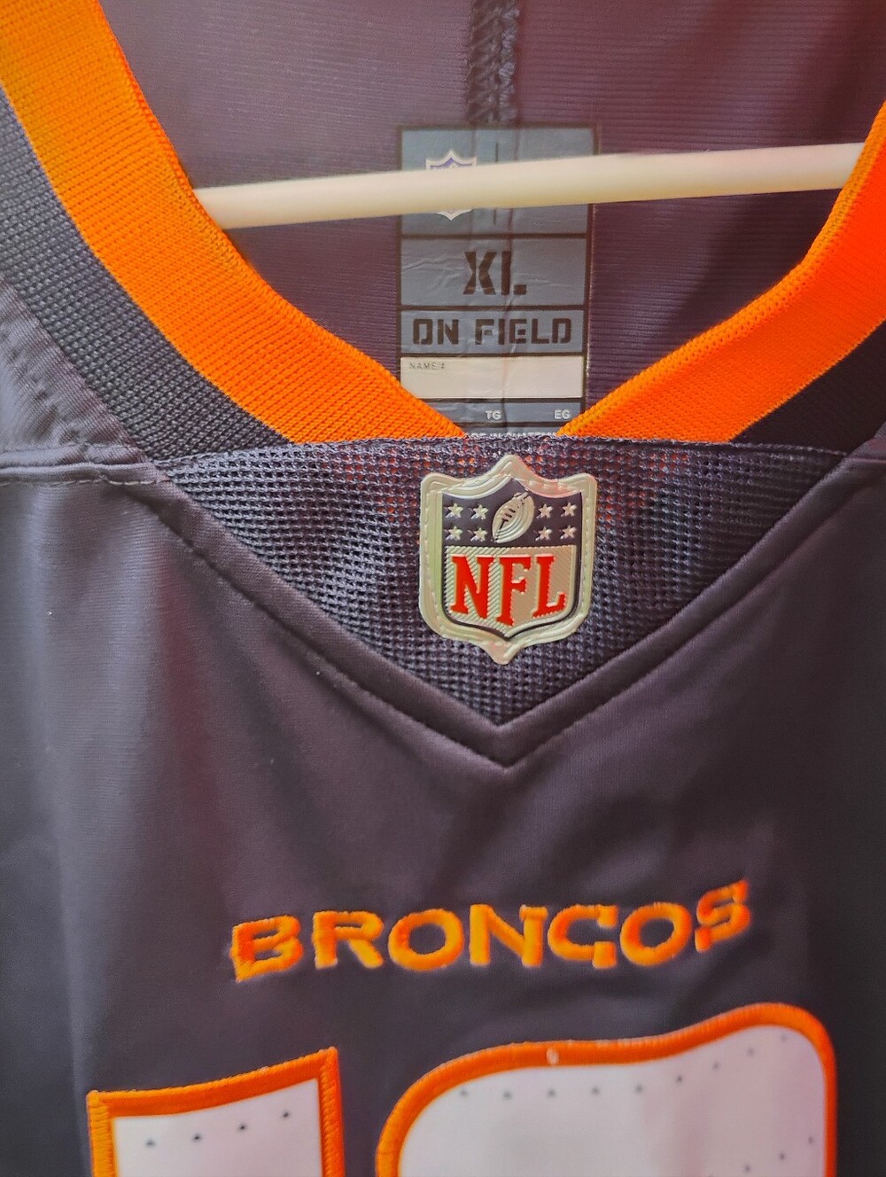 NFL Broncos Jersey in Navy and Orange Detailing